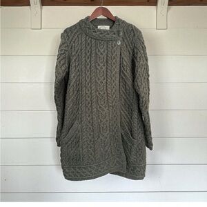 Aran Crafts Green Merino Wool 2 Button Cardigan